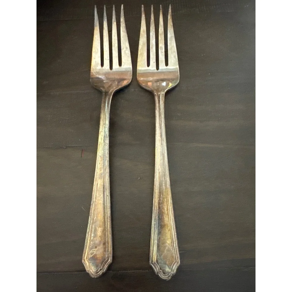 Gorham Silver Washington Irving Silverplate Serving Forks Set of 2 GS WAI 8.5in